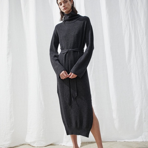 NANUSHKA Canaan Knit Turtleneck Sweater Dress Charcoal - Picture 2 of 7